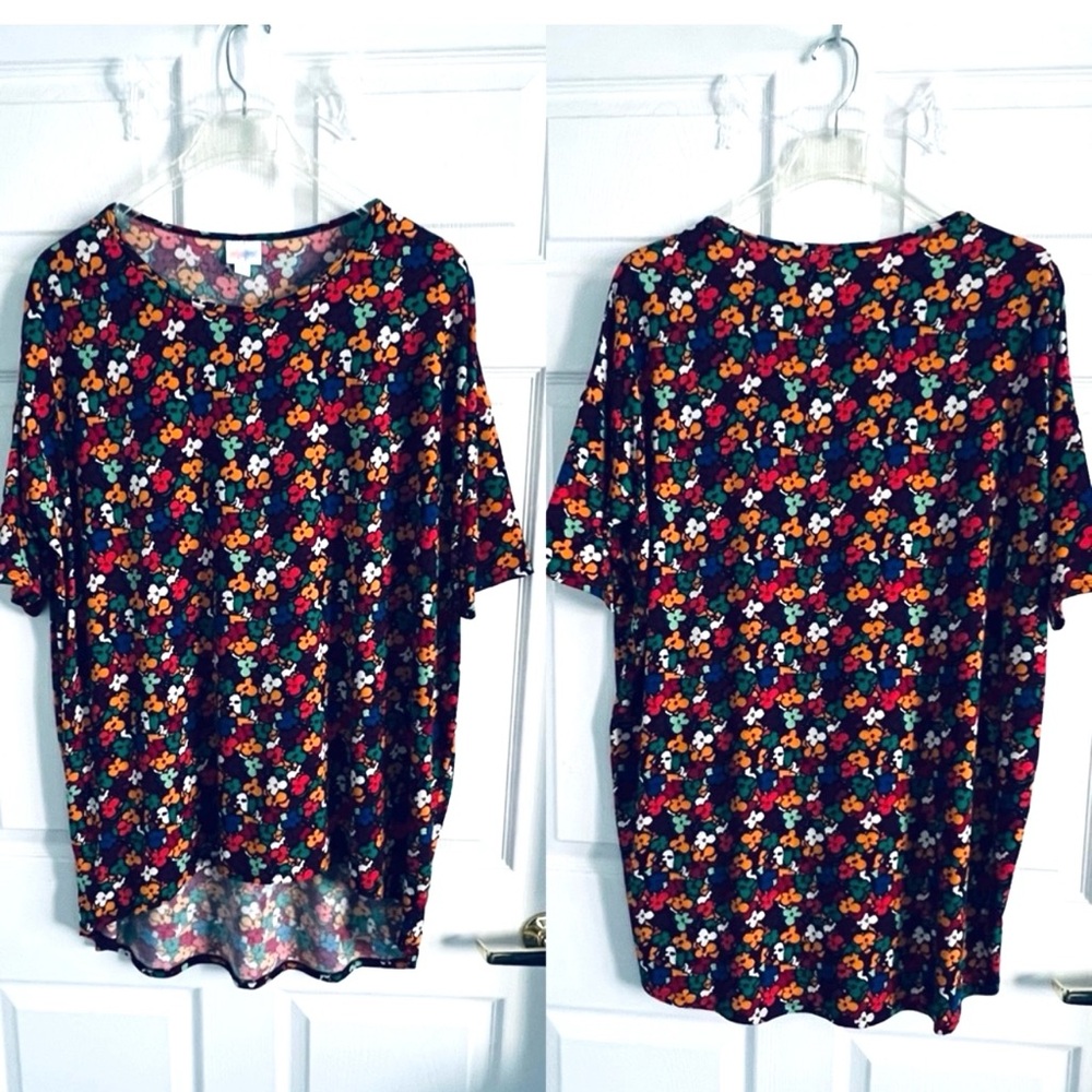 LuLaRoe Sz XL Red/Blue Boxy Long  T-Shirt/ Dress